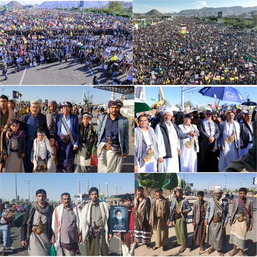 حشود مليونية بالعاصمة صنعاء تؤكد الوفاء لشهيد المسلمين والوقوف إلى جانب غزة ولبنان حتى النصر